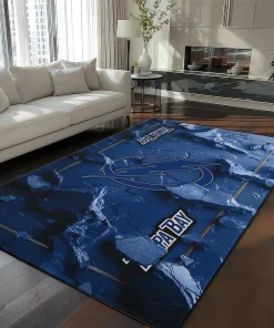 Tampa Bay Lightning Rug - Cracked Surface Design Blue