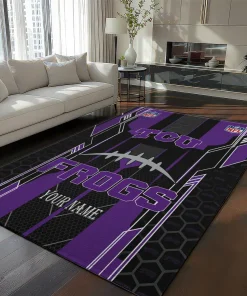 TCU Horned Frogs Rug - Customized Football Laces Purple