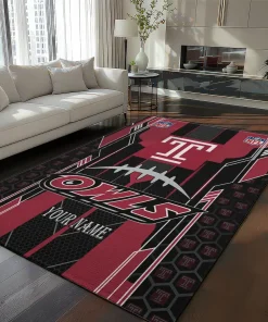 Temple Owls Rug - Customized Football Laces Red