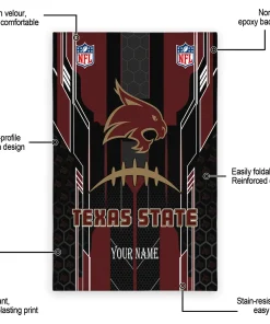 Alternative view of Texas State Bobcats Rug - Custom Football Laces Maroon