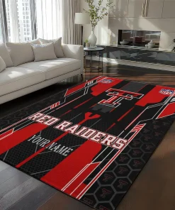 Texas Tech Red Raiders Rug - Personalized Football Laces Red