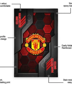 Alternative view of Manchester United Rug - Hexagonal Grid Pattern Red