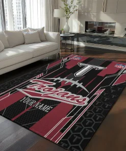 Troy Trojans Rug - Personalized Football Laces Red