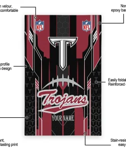 Alternative view of Troy Trojans Rug - Personalized Football Laces Red
