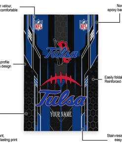 Alternative view of Tulsa Golden Hurricane Rug - Custom Football Laces Blue