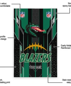 Alternative view of UAB Blazers Rug - Personalized Football Laces Green