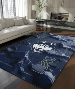 UConn Huskies Rug - Cracked Surface Design Blue