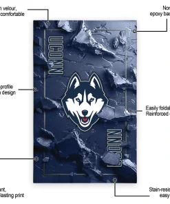 Alternative view of UConn Huskies Rug - Cracked Surface Design Blue