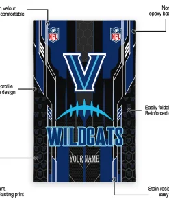 Alternative view of Villanova Wildcats Rug - Customized Football Laces Navy