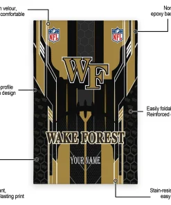 Alternative view of Wake Forest Demon Deacons Rug - Personalized Football Laces Gold
