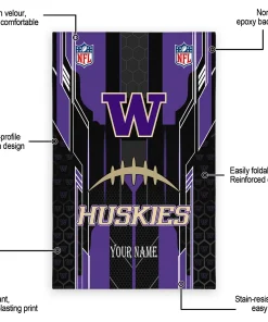 Alternative view of Washington Huskies Rug - Personalized Football Laces Purple