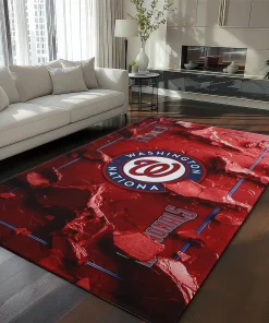 Washington Nationals Rug - Cracked Surface Design Red