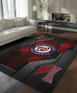 Washington Nationals Rug - Hexagonal Grid Pattern Red