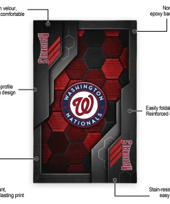 Alternative view of Washington Nationals Rug - Hexagonal Grid Pattern Red
