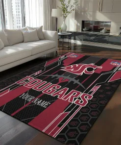 Washington State Cougars Rug - Custom Football Laces Crimson