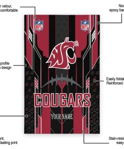 Alternative view of Washington State Cougars Rug - Custom Football Laces Crimson