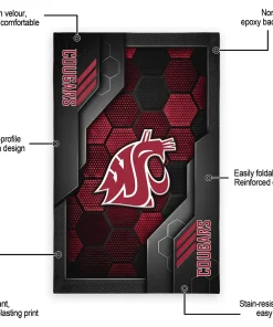 Alternative view of Washington State Cougars Rug - Hexagonal Grid Pattern Crimson