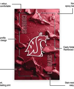 Alternative view of Washington State Cougars Rug - Cracked Surface Design Crimson