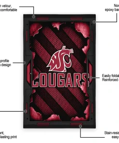Alternative view of Washington State Cougars Rug - Torn Mesh Crimson