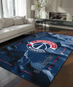 Washington Wizards Rug - Cracked Surface Design Blue