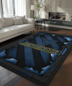 West Virginia Mountaineers Rug - Torn Mesh Blue