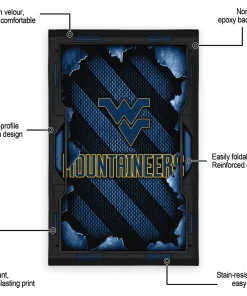 Alternative view of West Virginia Mountaineers Rug - Torn Mesh Blue