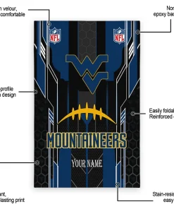 Alternative view of West Virginia Mountaineers Rug - Customized Football Laces Blue
