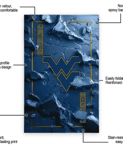 Alternative view of West Virginia Mountaineers Rug - Cracked Surface Design Blue