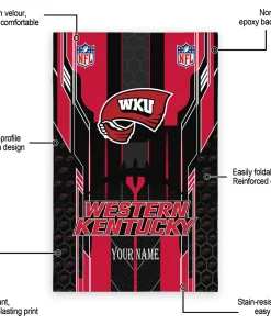 Alternative view of Western Kentucky Hilltoppers Rug - Personalized Football Laces Red