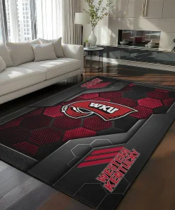 Western Kentucky Hilltoppers Rug - Hexagonal Grid Pattern Red