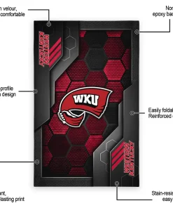 Alternative view of Western Kentucky Hilltoppers Rug - Hexagonal Grid Pattern Red
