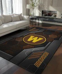 Western Michigan Broncos Rug - Hexagonal Grid Pattern Brown