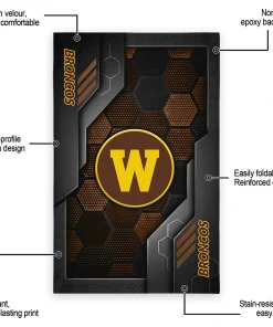 Alternative view of Western Michigan Broncos Rug - Hexagonal Grid Pattern Brown