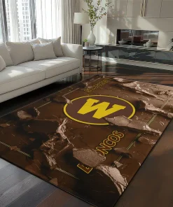 Western Michigan Broncos Rug - Cracked Surface Design Brown