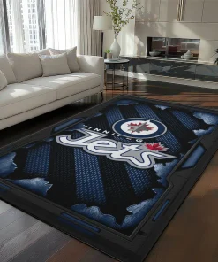 Winnipeg Jets Rug - Torn Mesh Blue