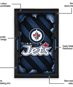 Alternative view of Winnipeg Jets Rug - Torn Mesh Blue