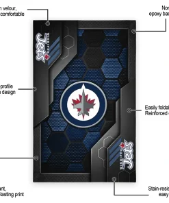 Alternative view of Winnipeg Jets Rug - Hexagonal Grid Pattern Blue