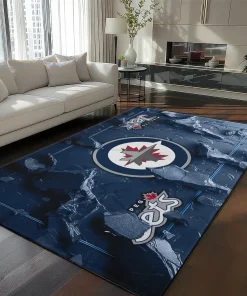 Winnipeg Jets Rug - Cracked Surface Design Blue