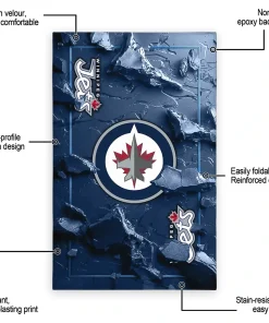Alternative view of Winnipeg Jets Rug - Cracked Surface Design Blue