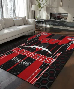 Wisconsin Badgers Rug - Custom Football Laces Red