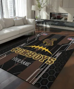 Wyoming Cowboys Rug - Customized Football Laces Brown